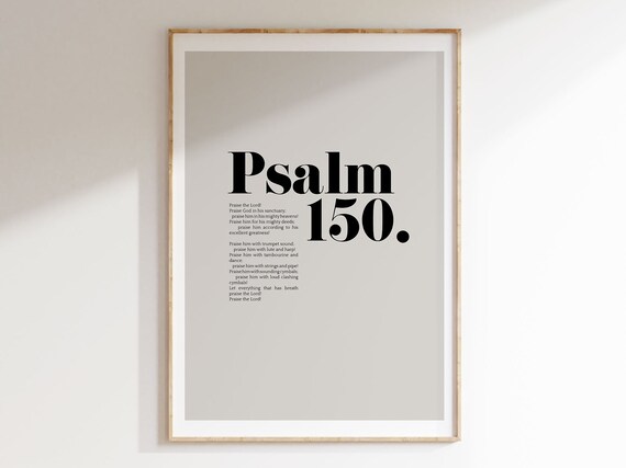 Psalm 150 Full Chapter Bold Typography Bible Verse Poster Home Decor