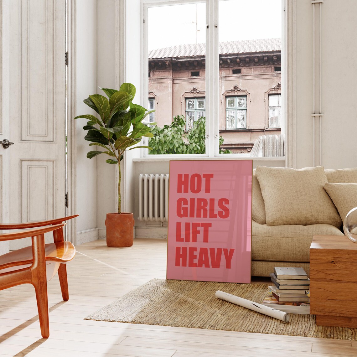 Hot Girls Lift Heavy Red Pink Bold Fitness Gym Wall Art Poster - Image 6