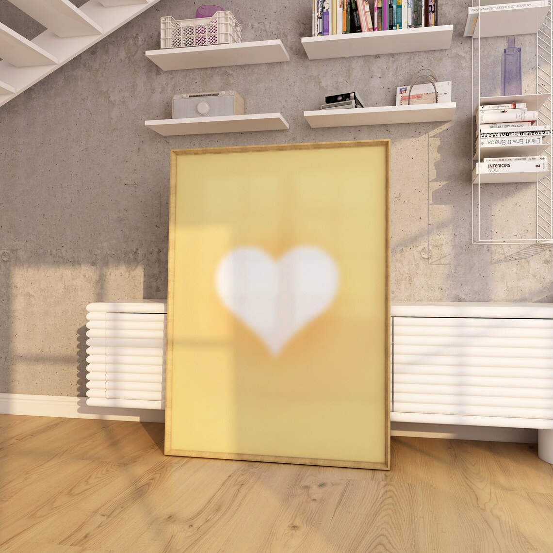 Yellow Heart Art Print, Yellow Trendy Room Decor - Image 5