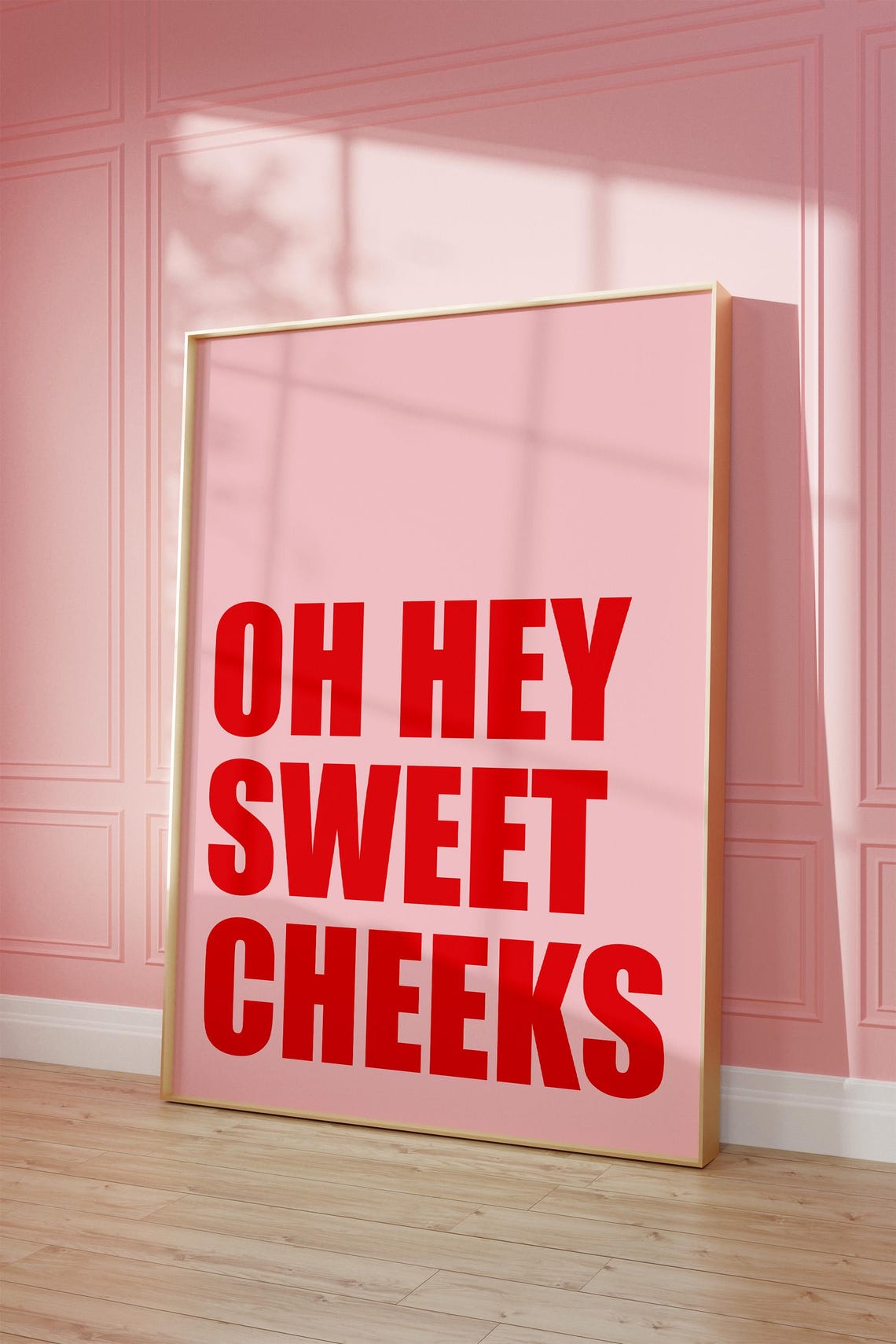 Oh Hey Sweet Cheeks Red Pink Funny Bathroom Wall Art Posters