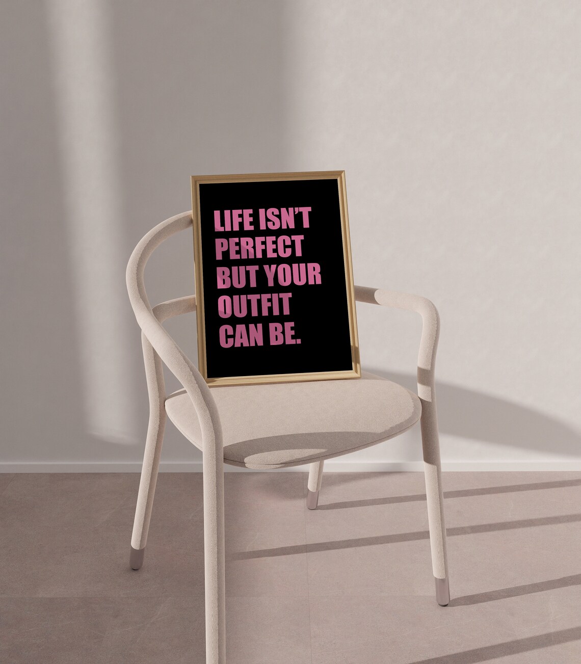 Life Isn't Perfect But Your Outfit Can Be Pink Black Quote Poster - Image 2