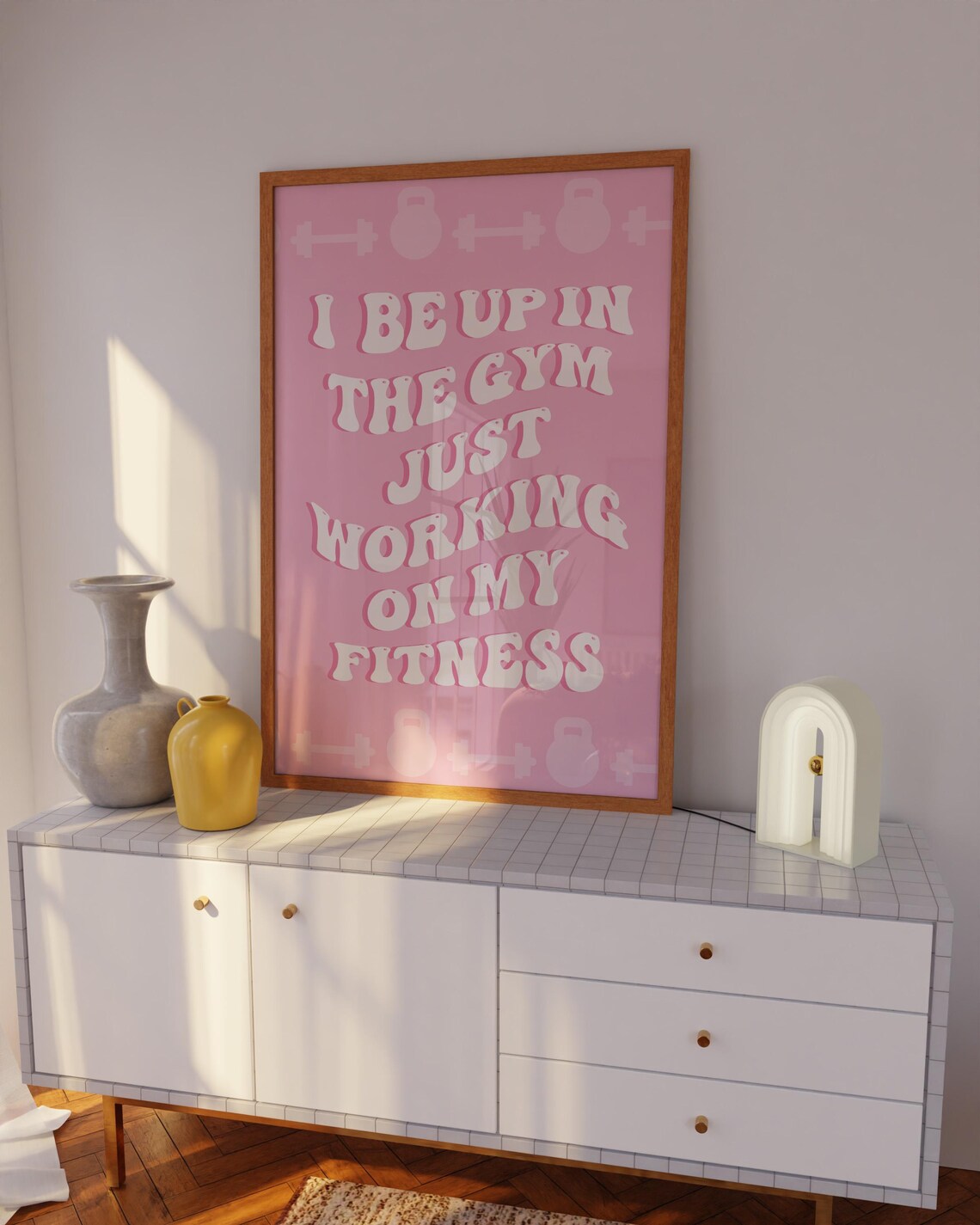 Pink Gym Girl Fitness Wall Art Print, Gym Decor - Image 5