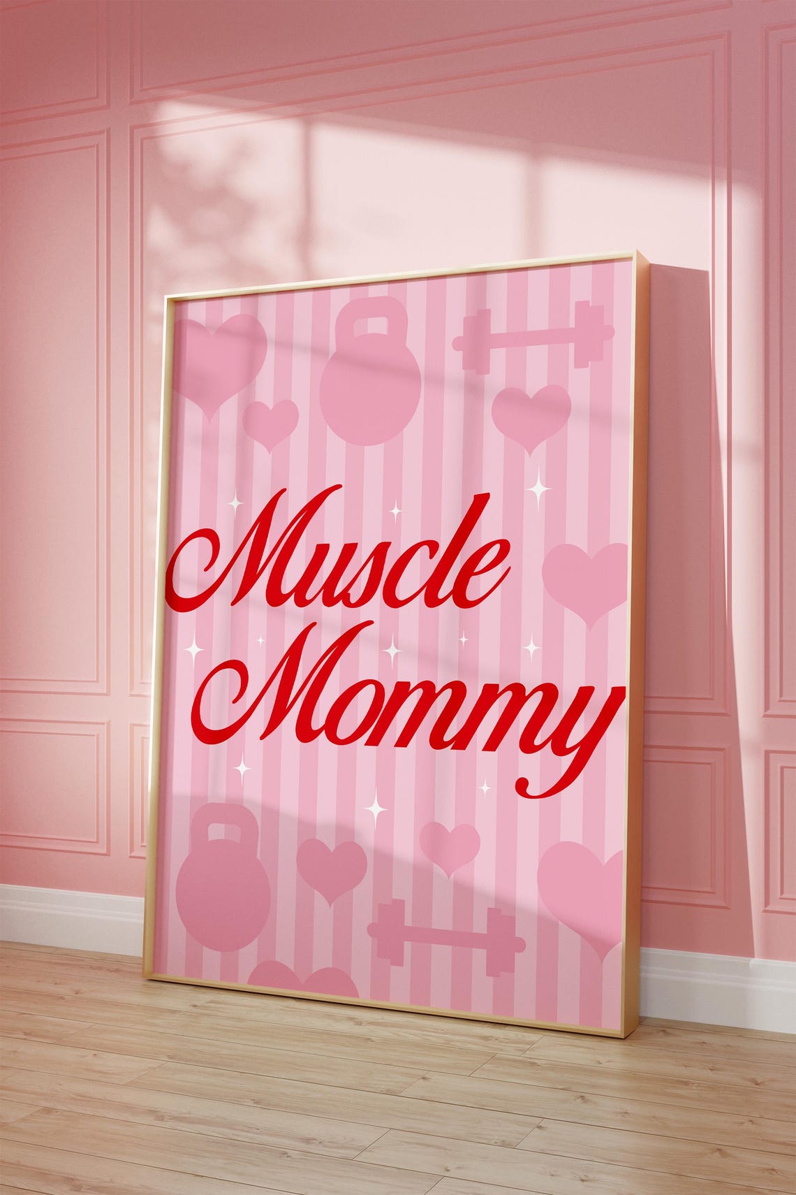 Muscle Mommy Poster Pink And Red Girls Gym Decor Trendy Gym Wall Art Pink Girls Gym Poster Girly Pink And Red Wall Print - Image 5