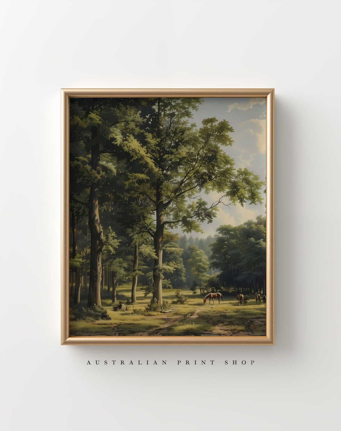 Rustic Charm Vintage Landscape Oil Painting Country Oak Tree Art Prints Farmhouse Decor Wall Art - Image 4
