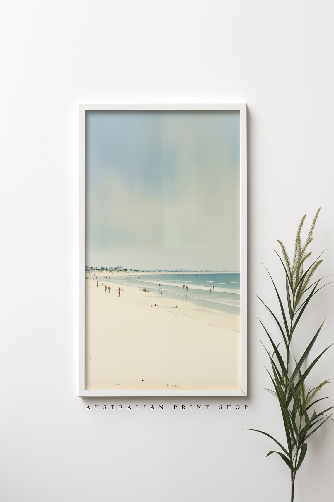 Australian Beach Seascape Art Print, Neutral Coastline