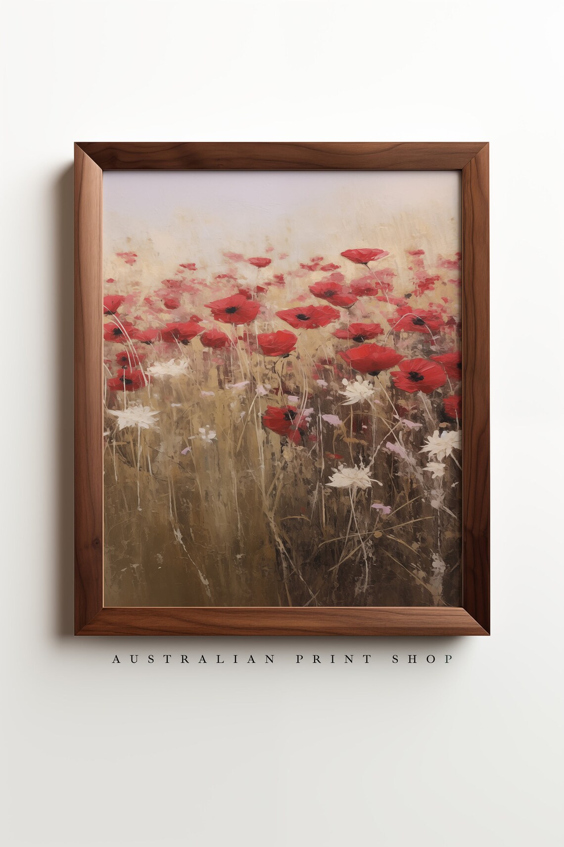 Red Poppy Flower Vintage Oil-Painting Style Art Print