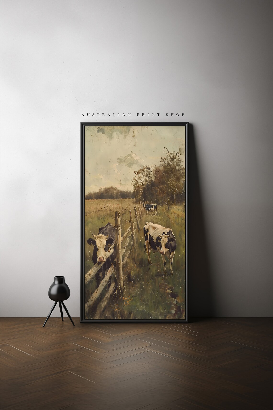 Vintage Country Cows, Australian Outback Art Print - Image 3
