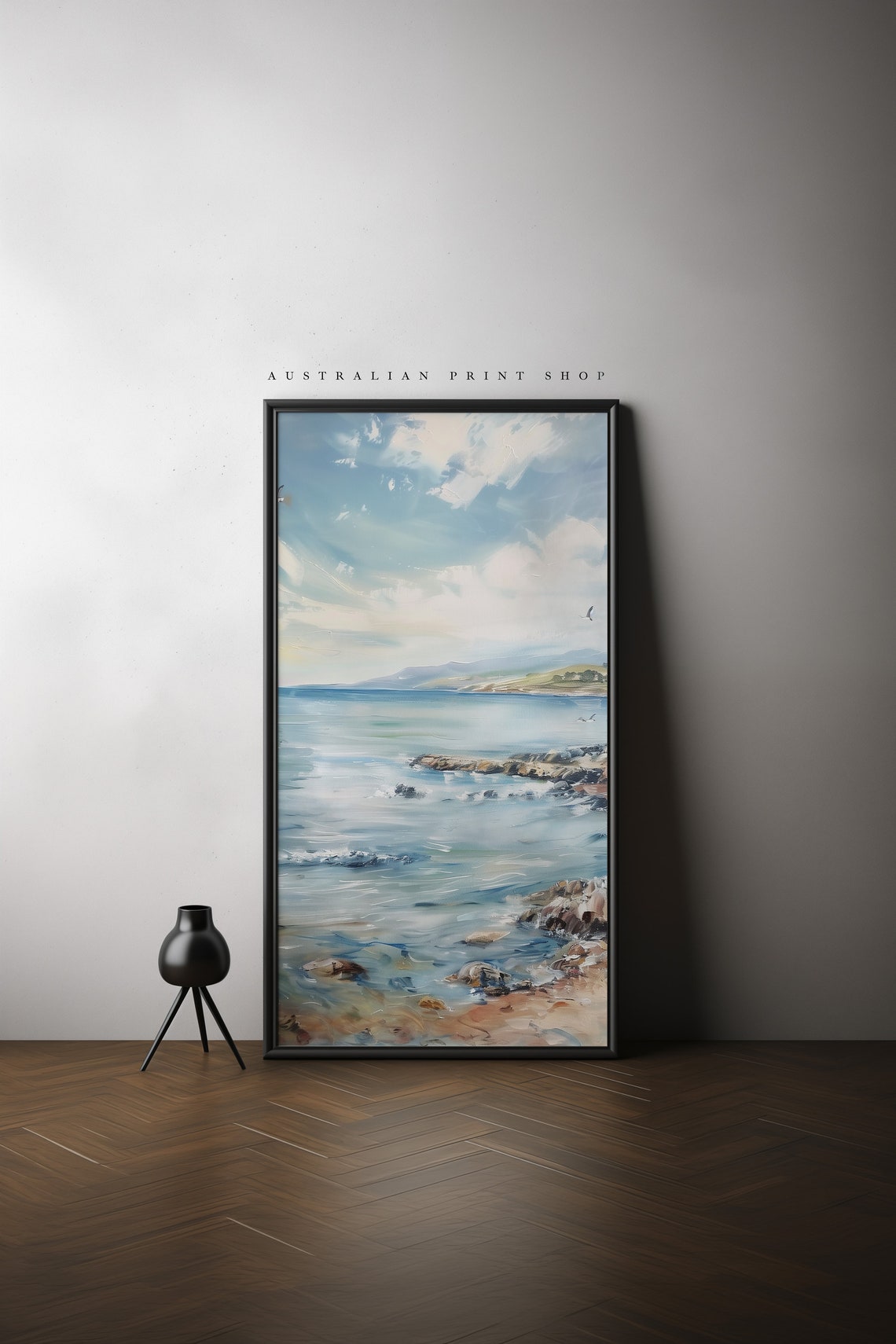 Vintage Seascape Painting Nautical Wall Print Coastal Ocean Decor Beach Print Bathroom Art - Image 2