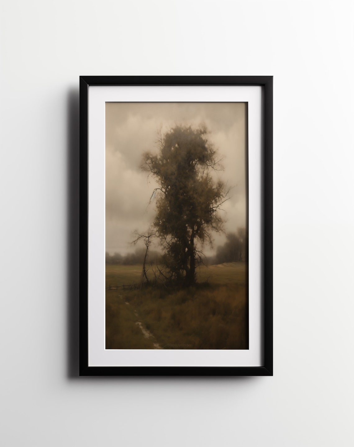 Moody Australian Landscape Painting Vintage Moody Tree Art