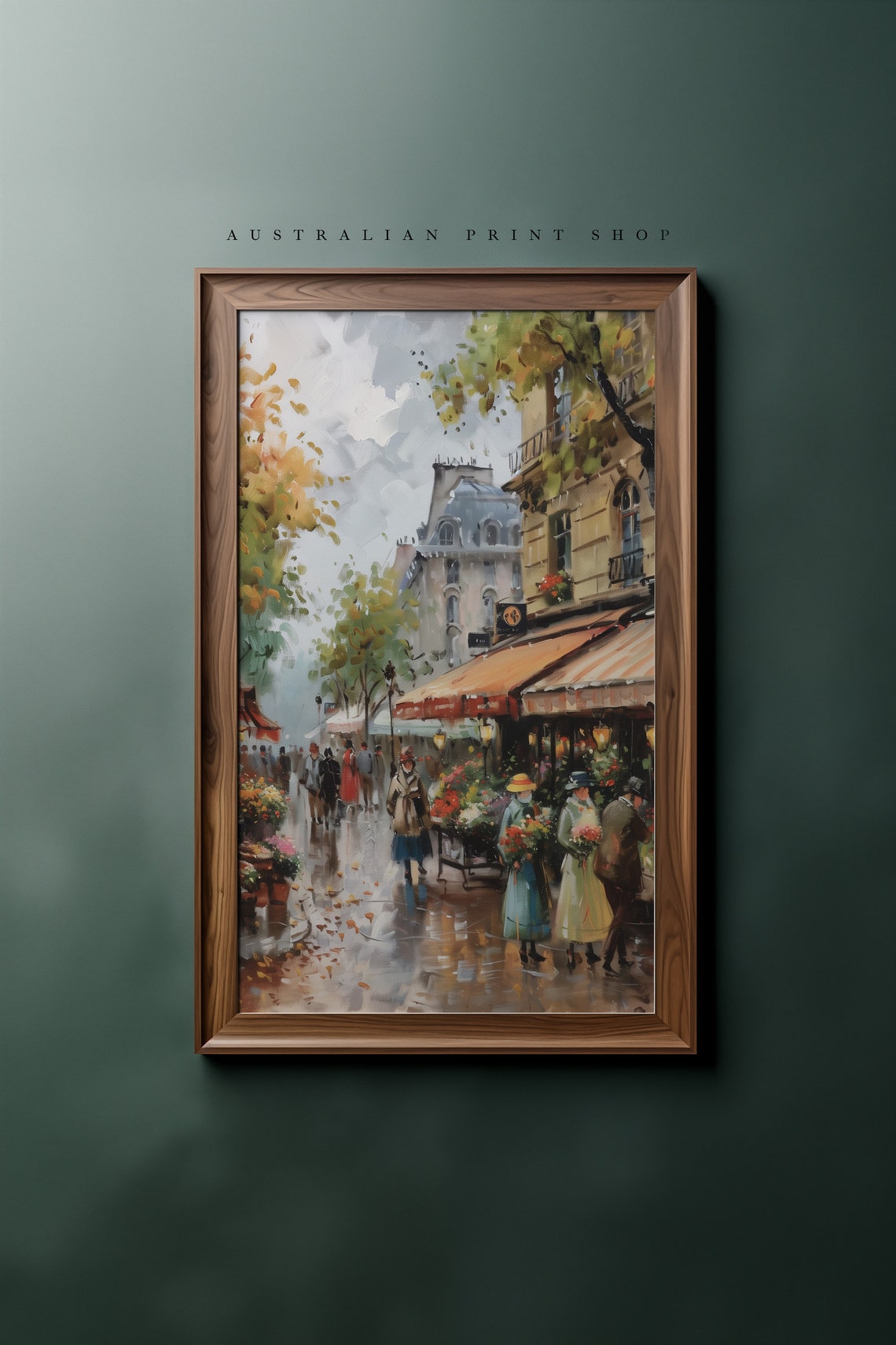 Vintage Street Cityscape Painting Moody Oil Painting Print Spring Wall Art French Cottage Wall Decor - Image 4
