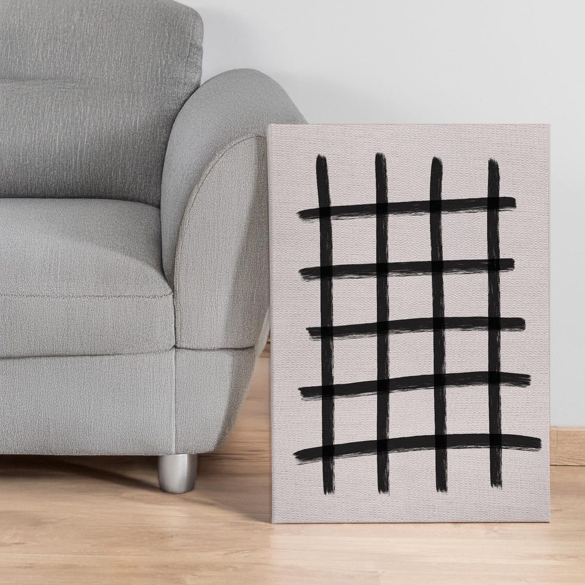 Bold Black Hand Drawn Grid Lines Minimalist Abstract Art Poster
