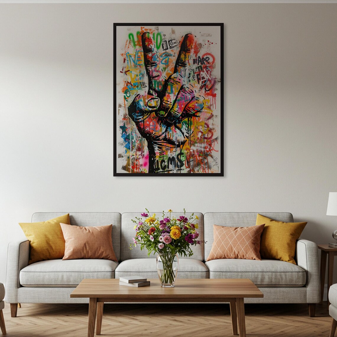 Graffiti Peace Sign, Colorful Street Art Poster - Image 4