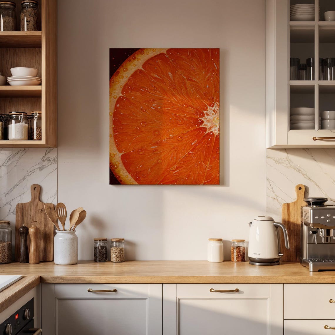 Orange Slice Macro Juicy Citrus Fruit Fresh Kitchen Art Poster - Image 2