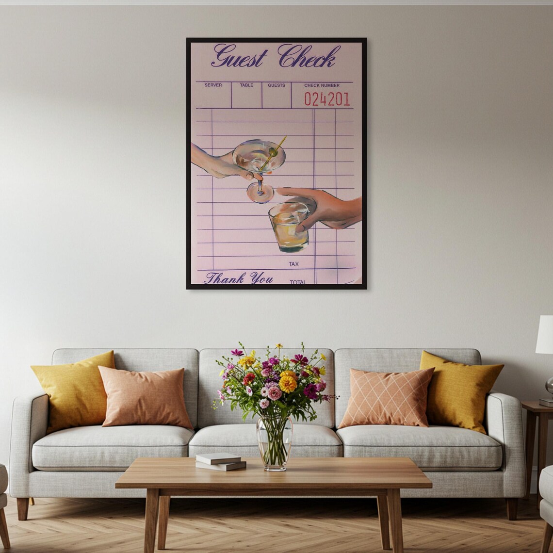 Retro Guest Check Cocktail Toast Vintage Bar Poster - Image 4
