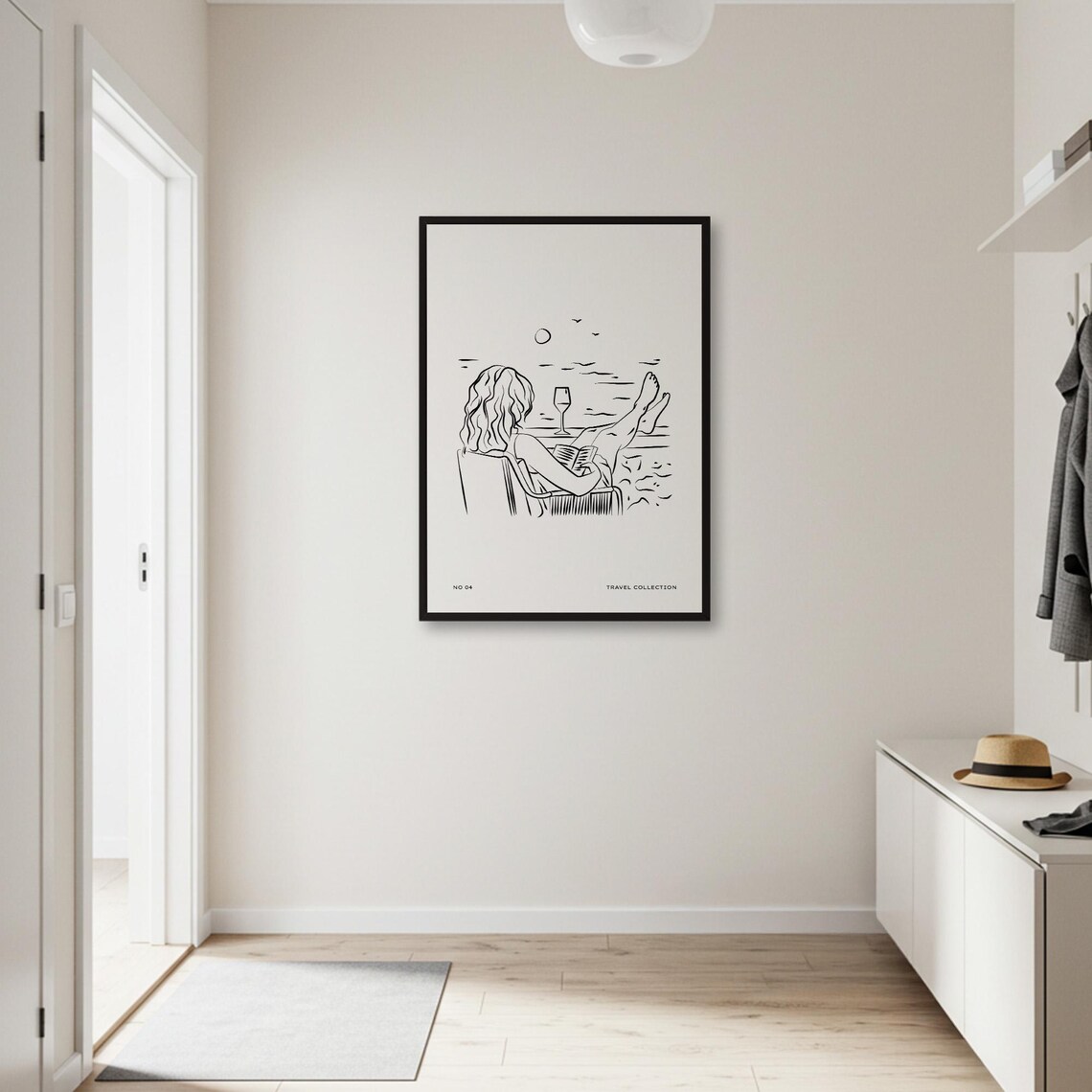 Beach Reading Minimalist Line Art, Relaxing Wall Decor - Image 2