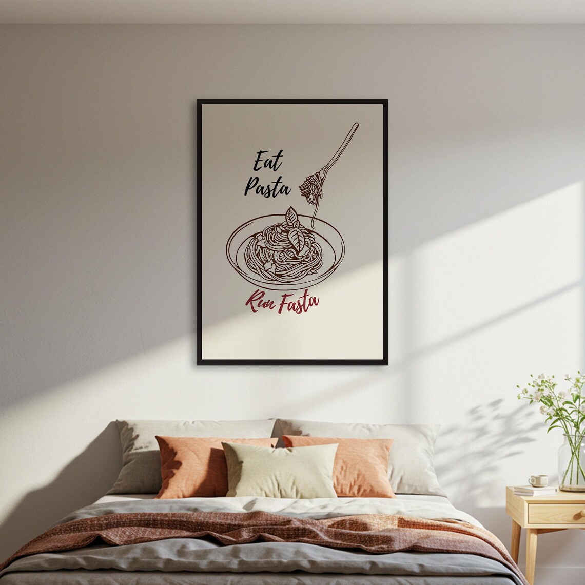 Eat Pasta Run Fasta, Funny Kitchen Quote Art Print
