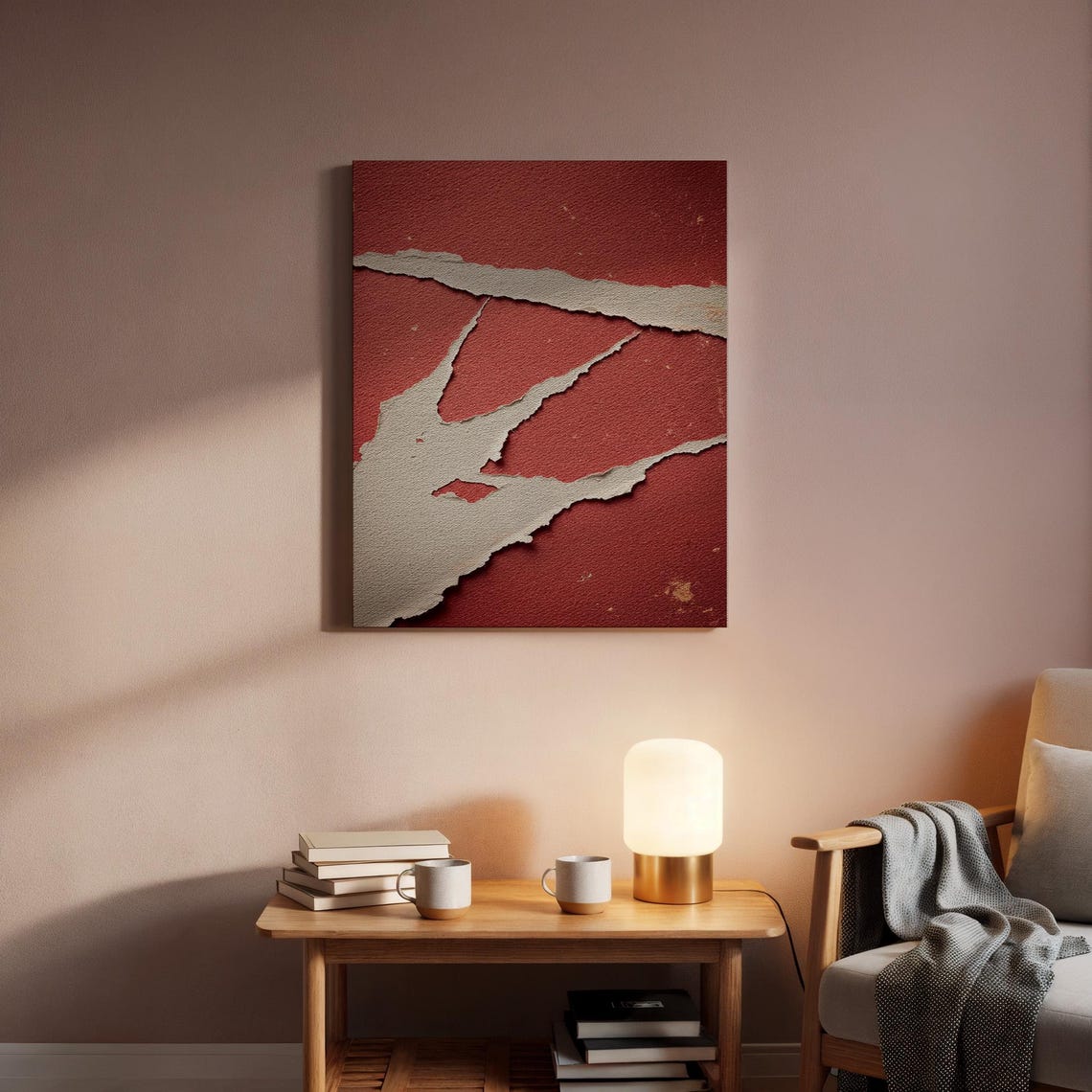 Torn Red Paper Beige Abstract Textured Wabi Sabi Style Poster - Image 5