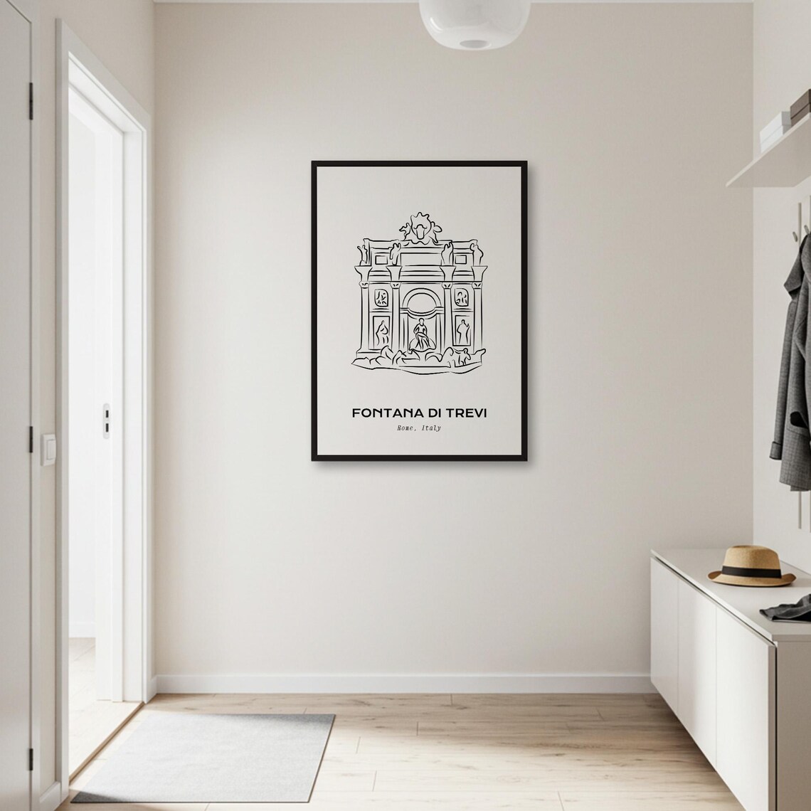 Trevi Fountain Rome Italy Minimalist Line Art Travel Landmark Poster - Image 3