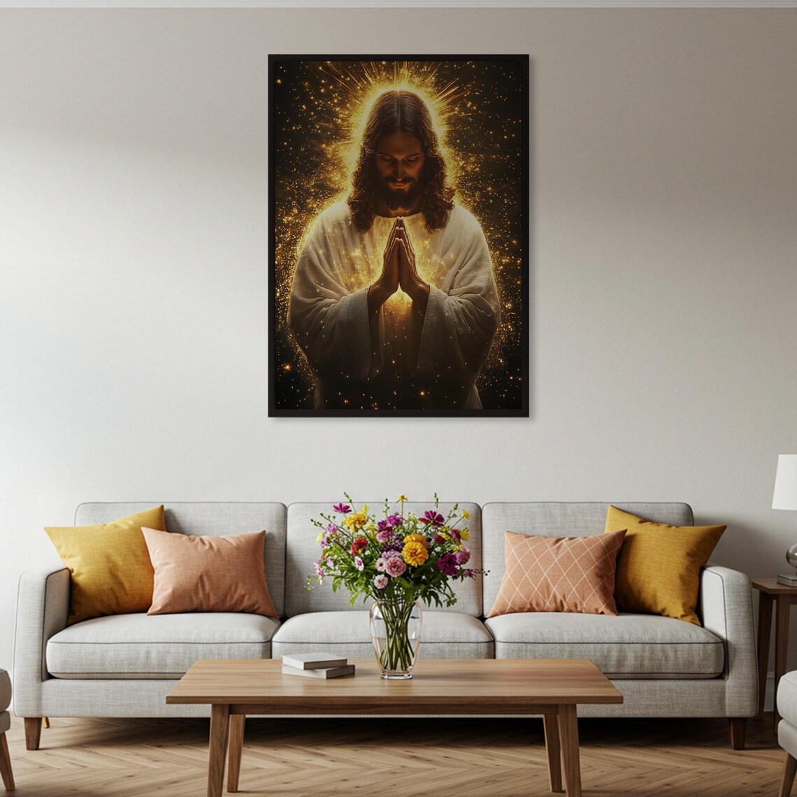Jesus Praying Painting, Christian Faith Decor - Image 4