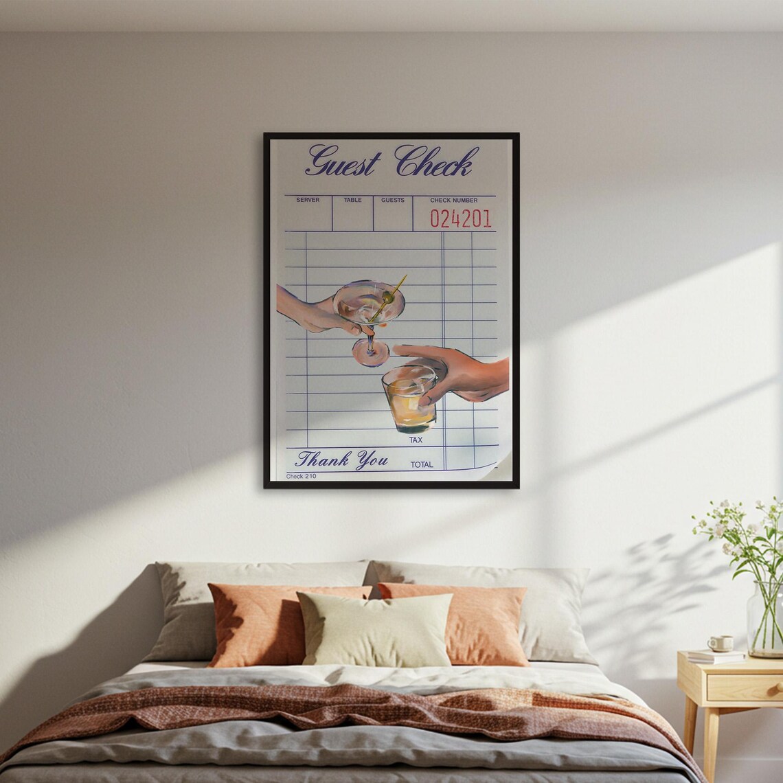Guest Check Cocktail Cheers Martini Whiskey Bar Decor Poster