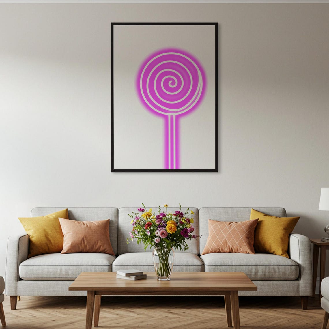 Neon Pink Spiral Lollipop Minimal Pop Art Candy Sweet Wall Poster - Image 5