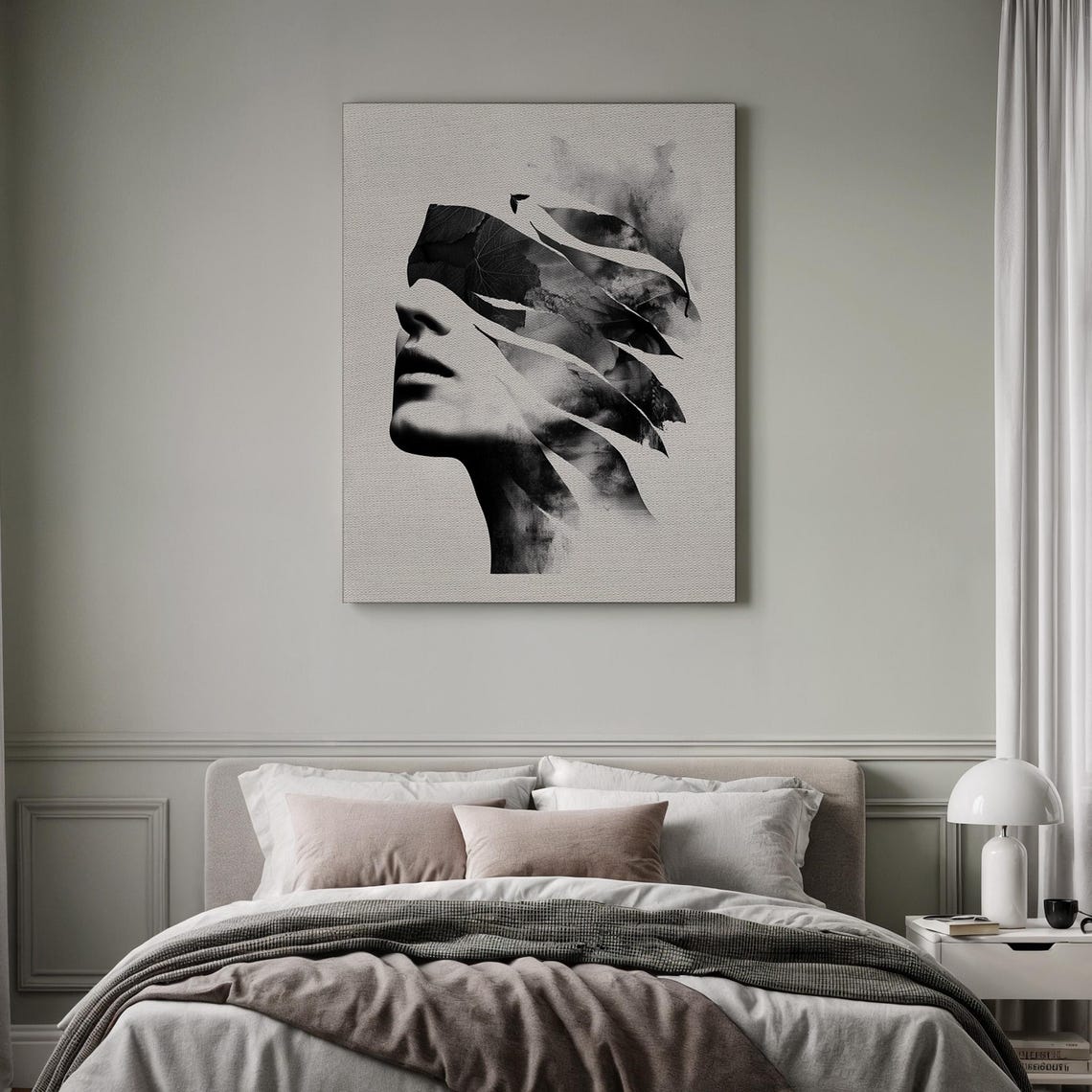 Woman Face Profile Dissolving Into Black Ink Brushstroke Art Poster