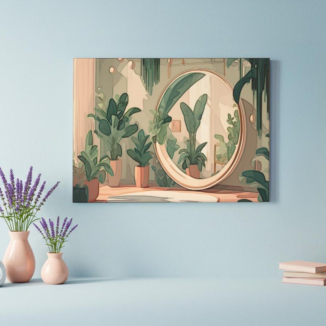 Cozy Indoor Jungle Potted Plants Mirror Botanical Home Poster - Image 3