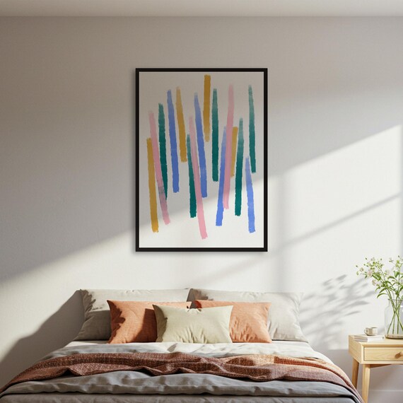 Colorful Brush Strokes Poster Abstract Wall Art Print Modern Framed Or Unframed Brushstroke Contemporary Decor