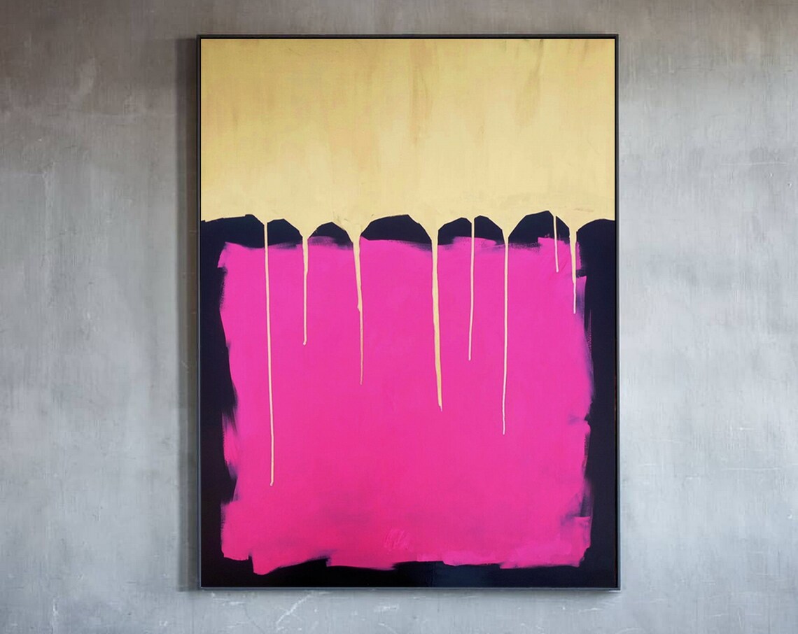 Abstract Oil Painting, Gold and Pink Wall Art Print - Image 4