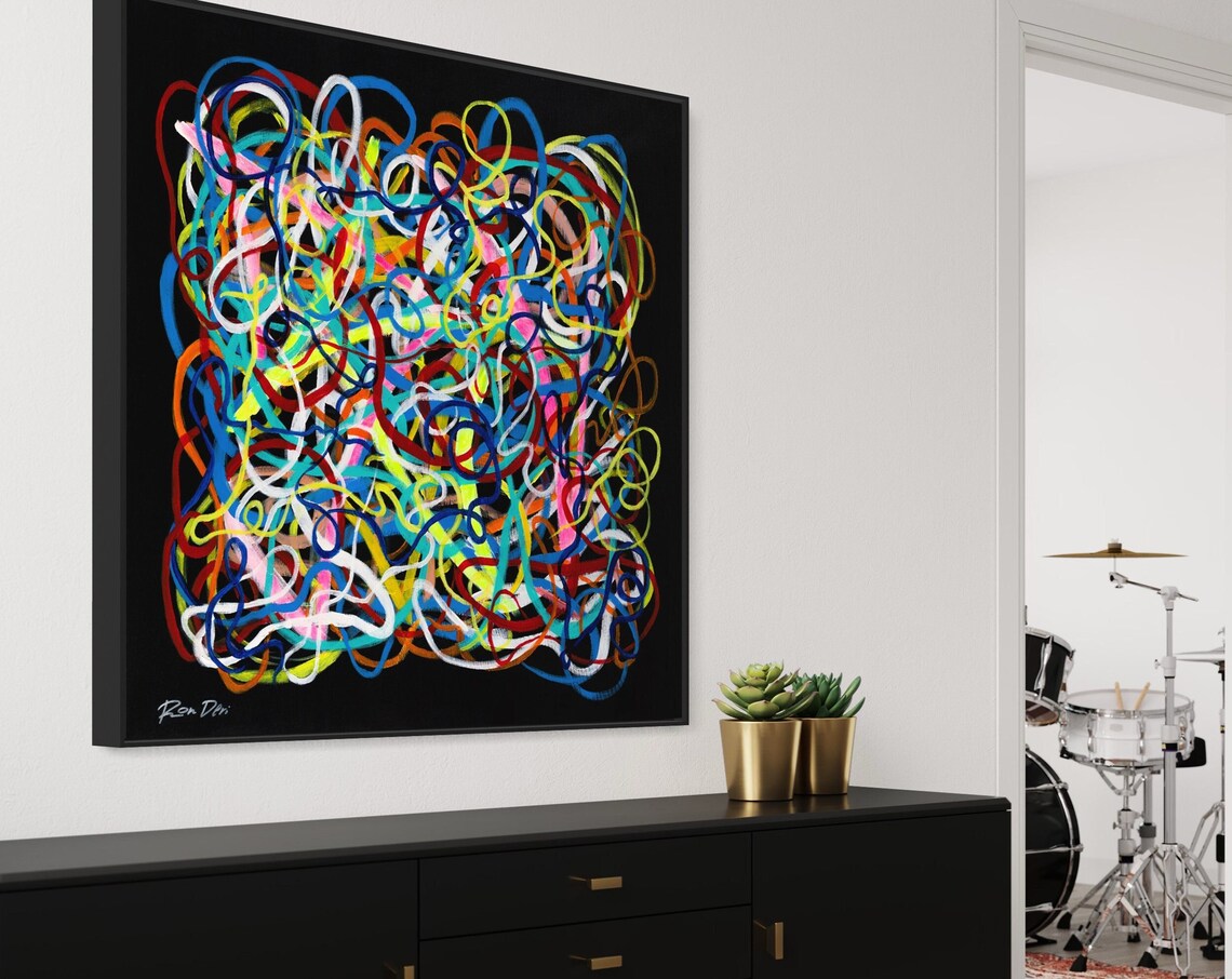 Abstract Intersections Art Print, Colorful Modern - Image 2