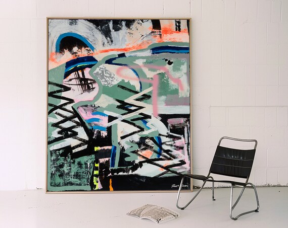 Green Graffiti Abstract Painting, Contemporary Art Print
