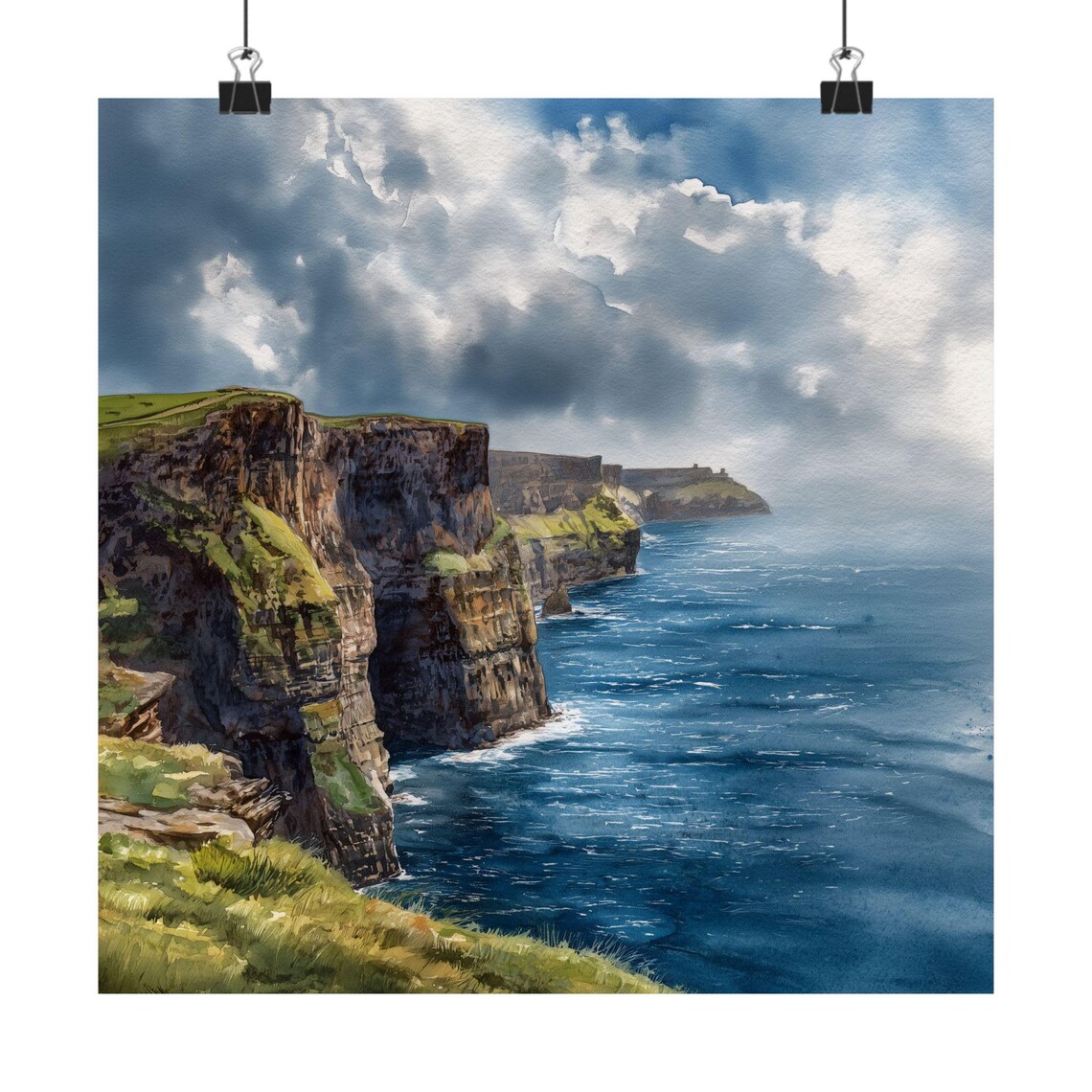 Cliffs Of Moher Watercolor Seaside Art Print