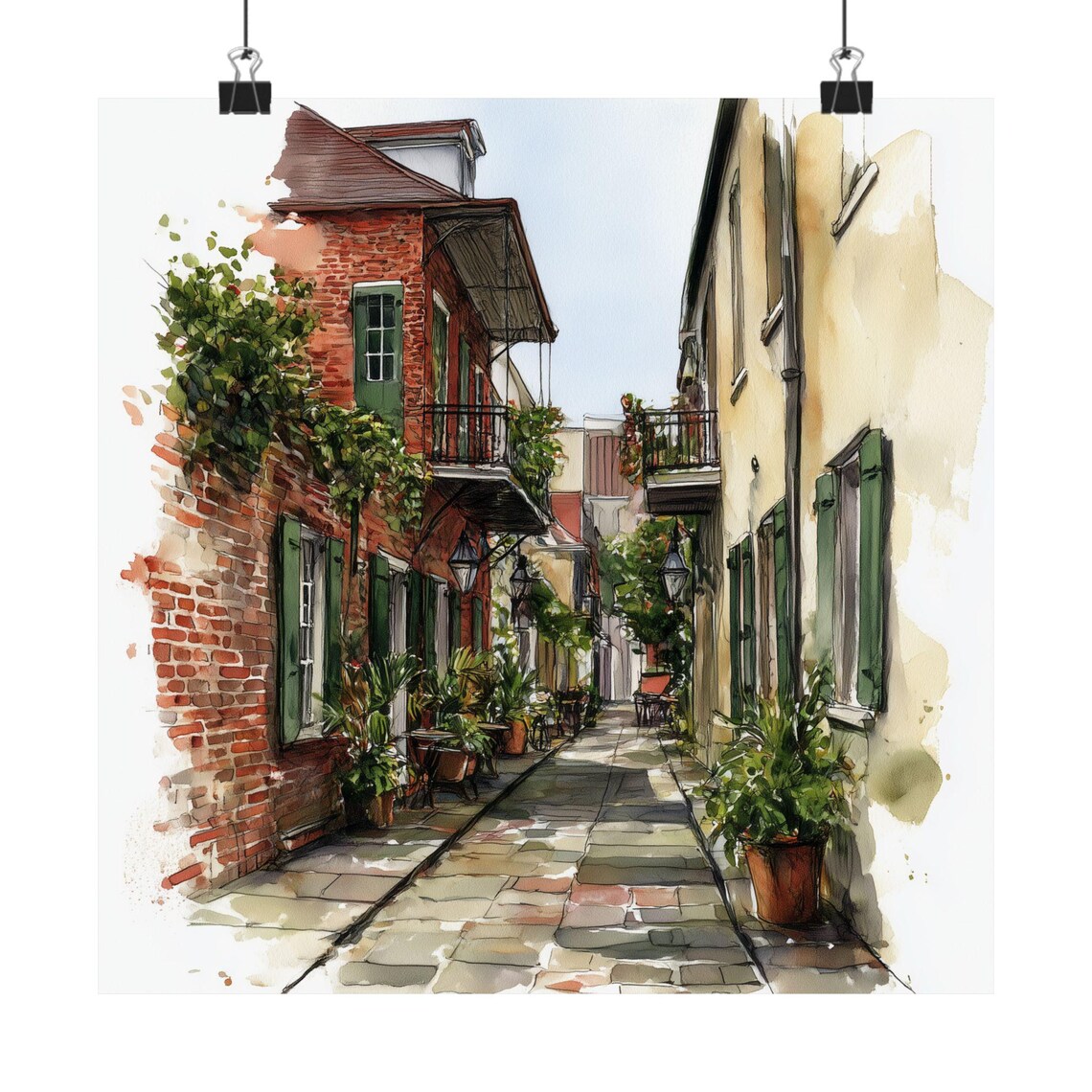 New Orleans Pirates Alley French Quarter Watercolor Art Poster