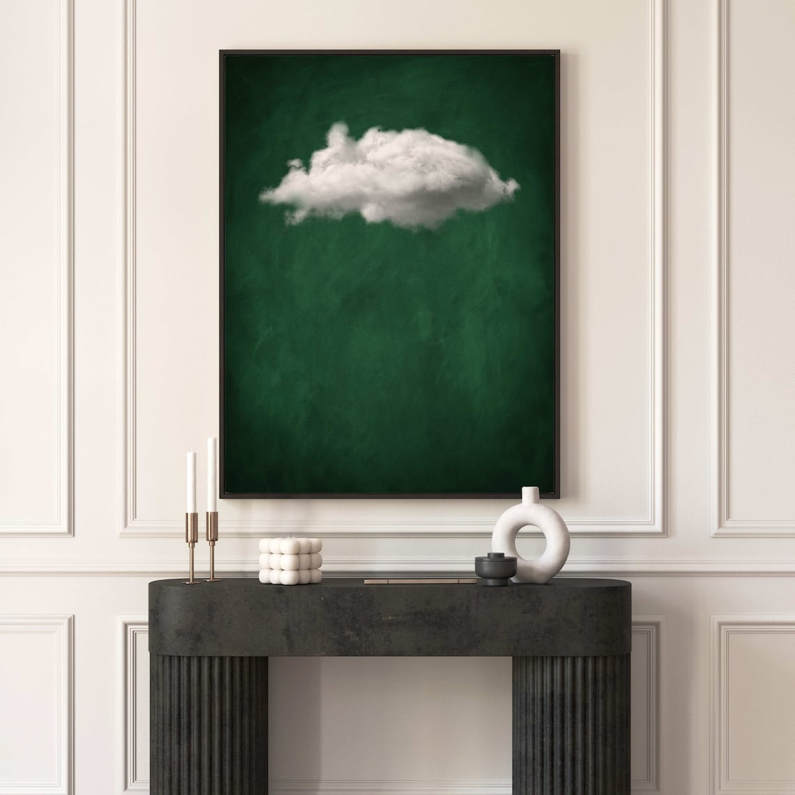 Emerald Green Cloud Abstract Wall Art Print - Image 2