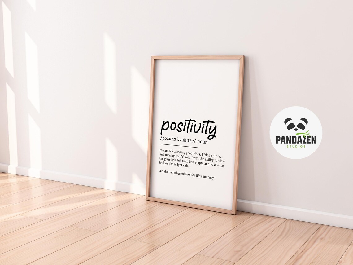 Positivity Definition Inspirational Typography Print Uplifting Good Vibes Wall Decor - Image 3