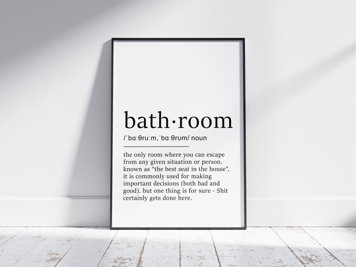 Bathroom Definition Typography Art Print, Funny Decor