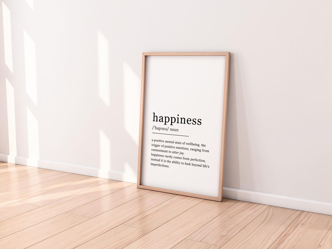 Happiness Definition Positive Mental State Wellbeing Quote Poster - Image 6