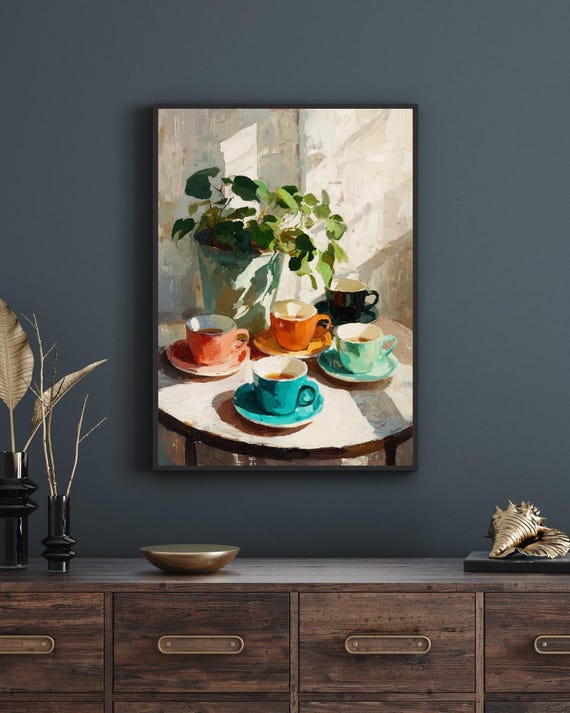 Retro Coffee Illustration Print Vintage Italian Kitchen Decor