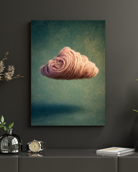 Pink Green Cloud Print Abstract Trendy Wall Art