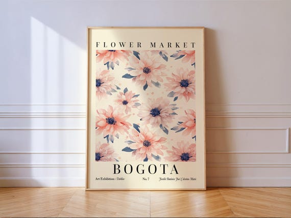 Bogota Flower Market Poster, Floral Art Print