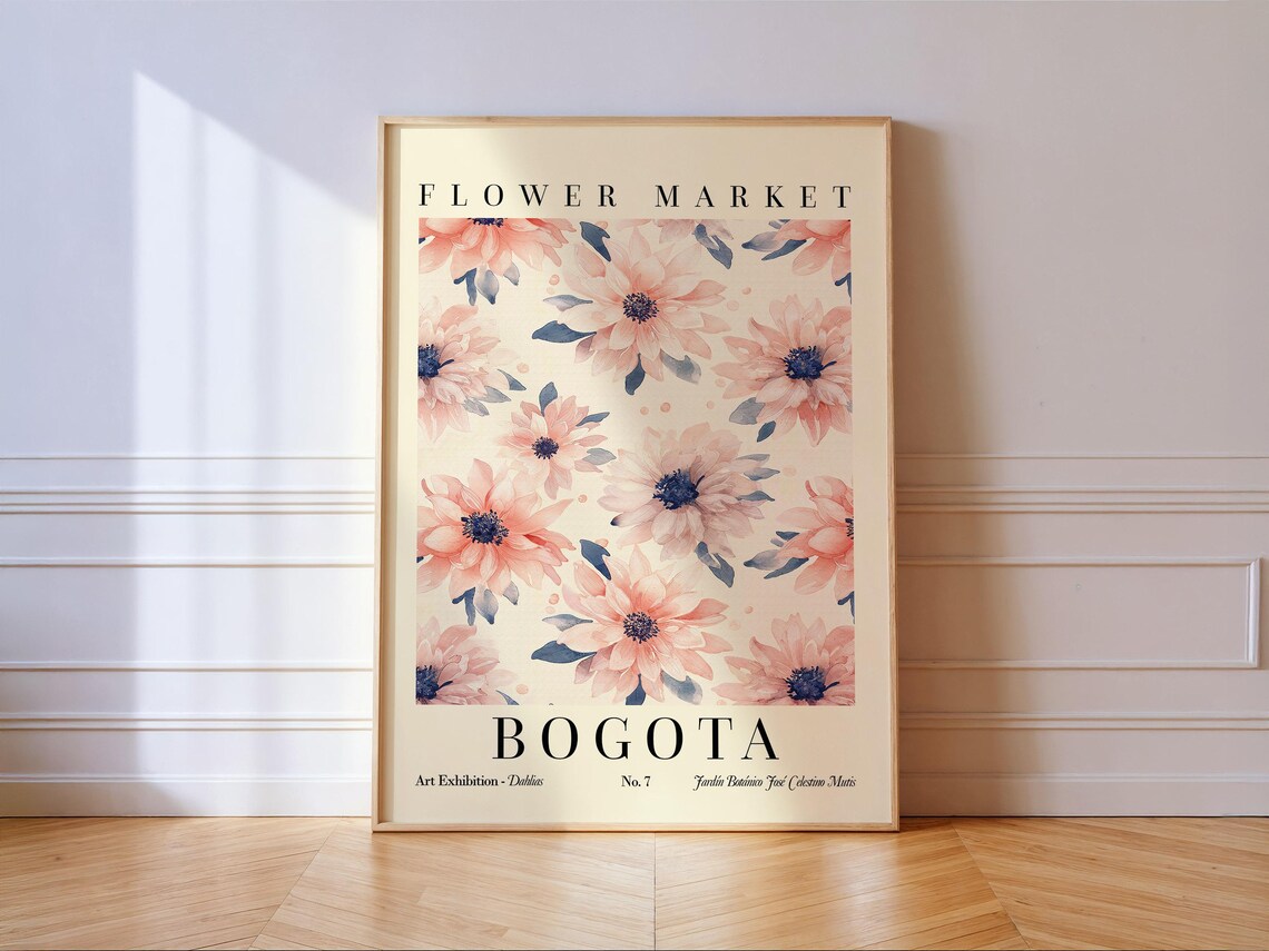 Bogota Flower Market Poster, Floral Art Print