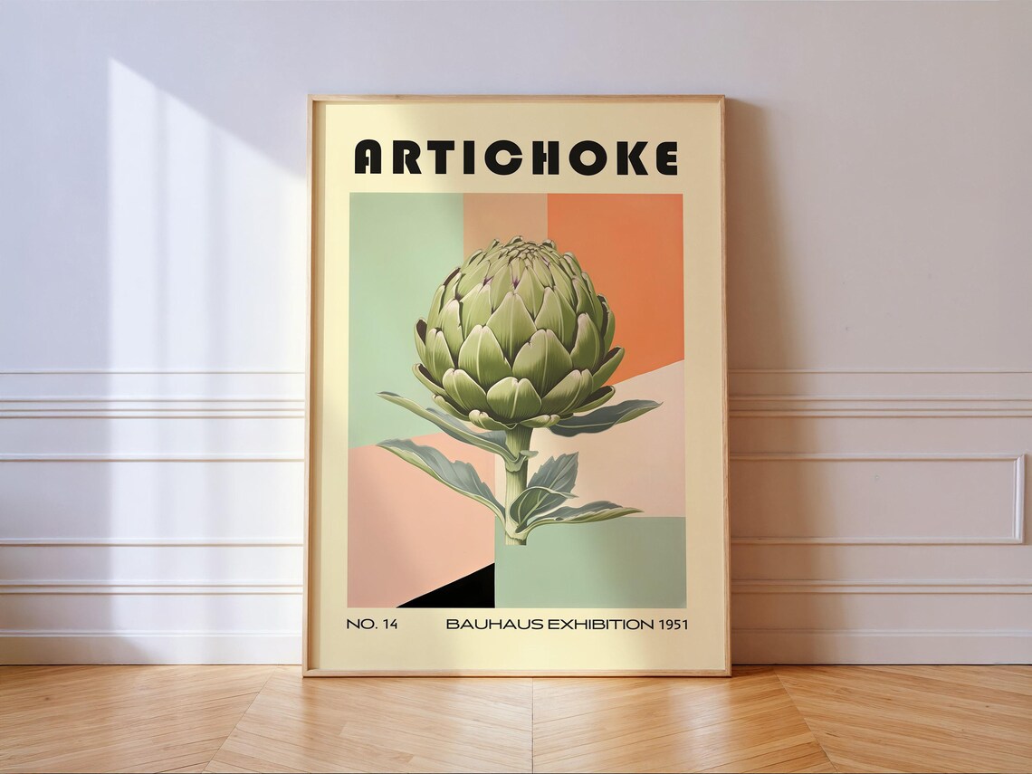 Artichoke Decorative Kitchen Print, Bauhaus Vintage Poster