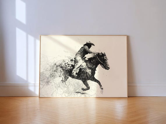 Cowboy And Horse Abstract Western Art Poster