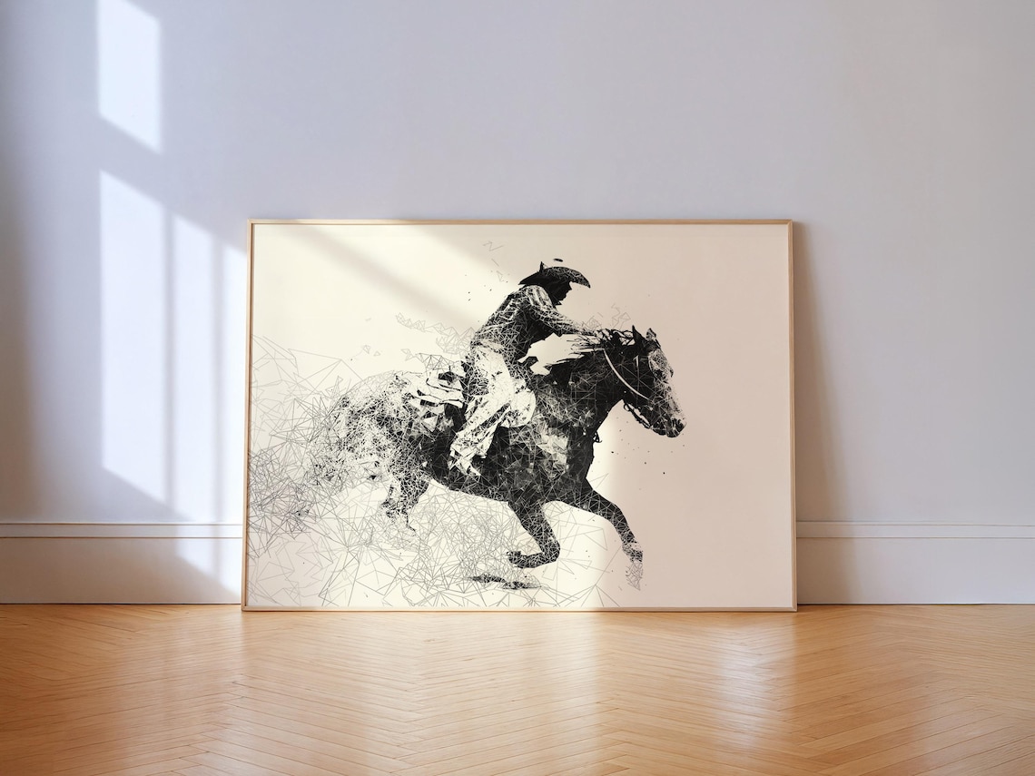 Cowboy And Horse Abstract Western Art Poster