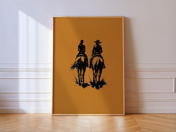Cowboy And Cowgirl Poster Print, Rustic Country Couple Decor