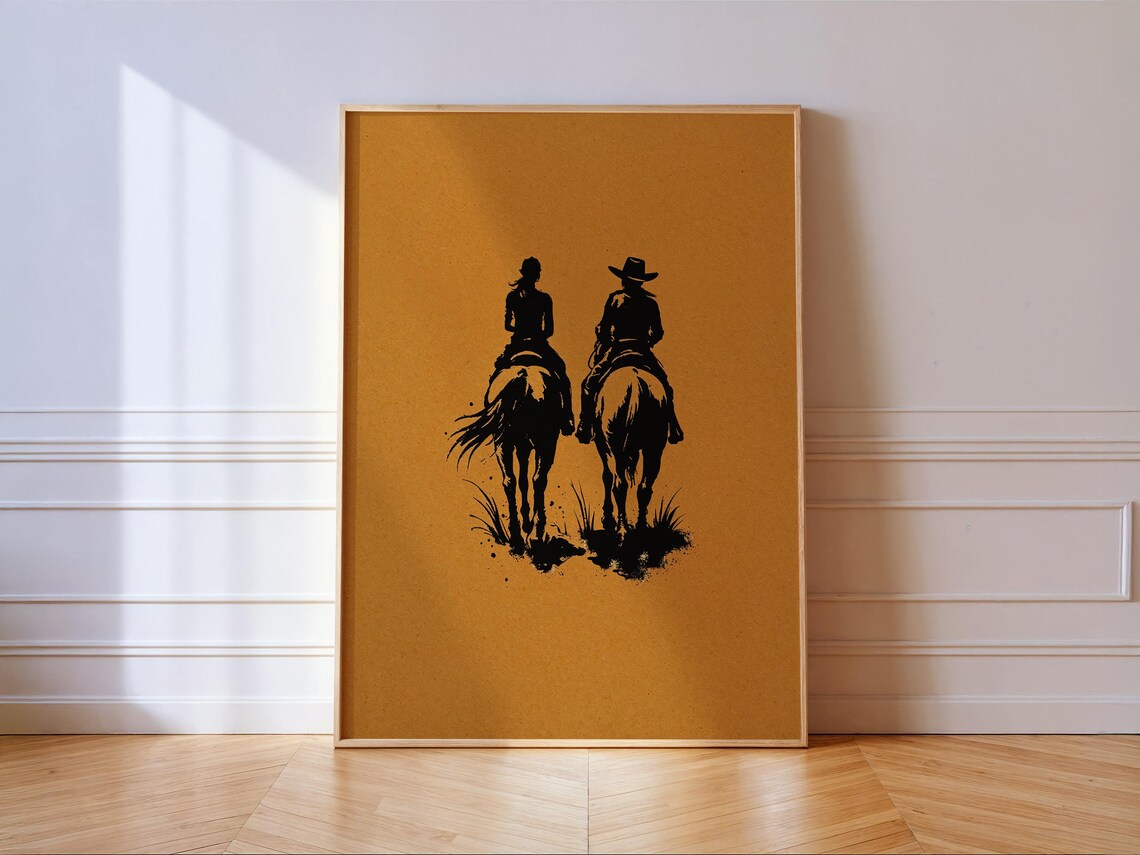 Cowboy And Cowgirl Poster Print, Rustic Country Couple Decor