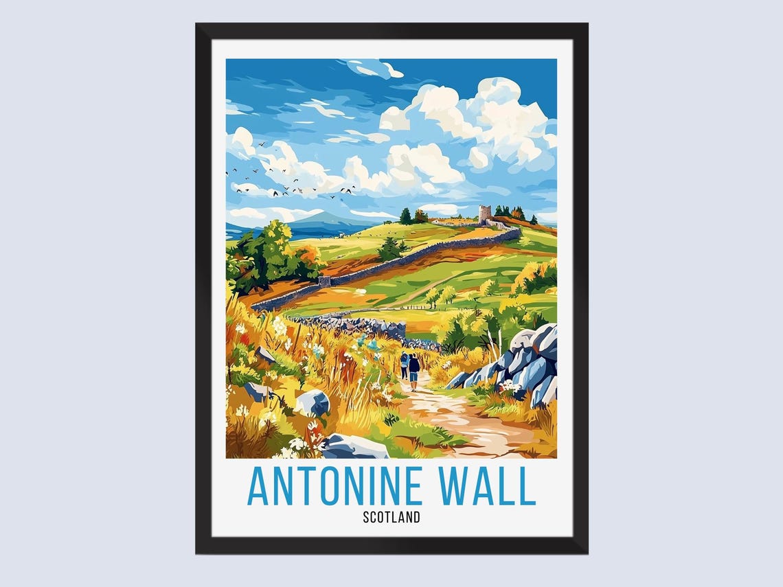 Antonine Wall Scotland Roman Frontier Hills Vintage Travel Poster