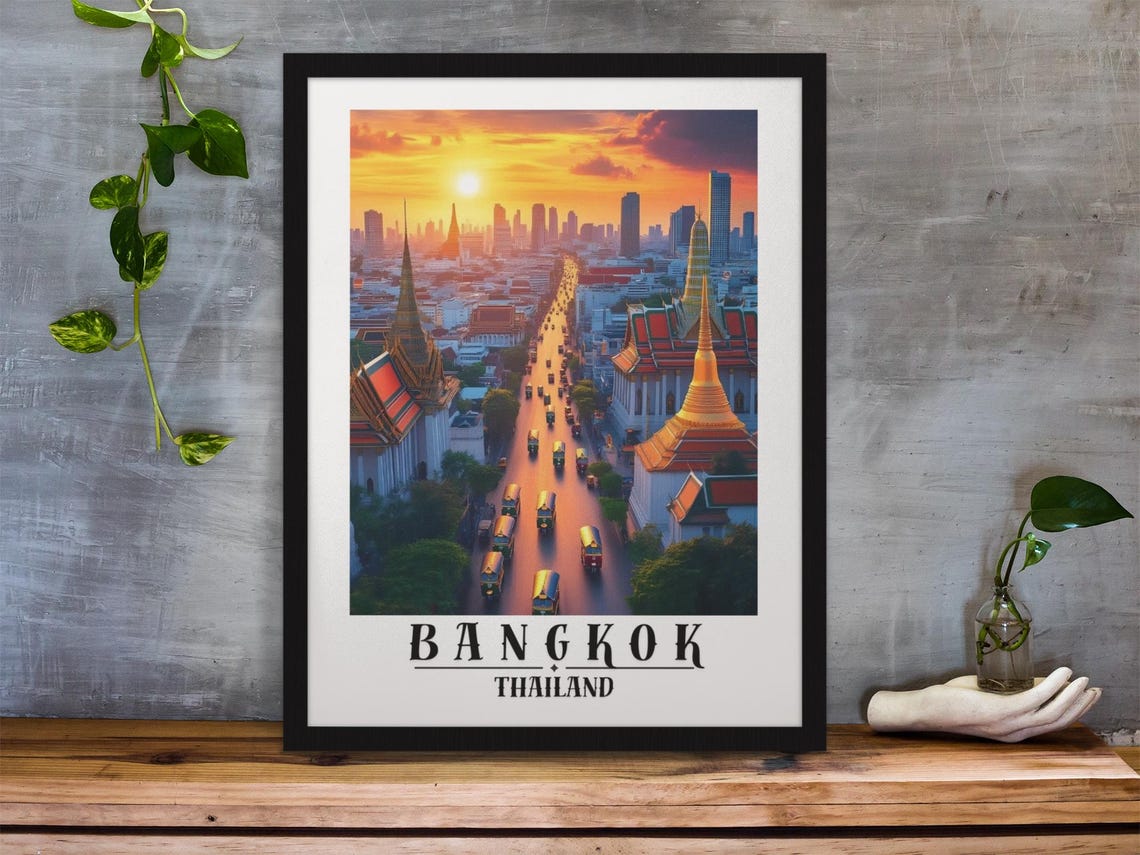 Bangkok Thailand Travel Poster Bangkok Wall Art Bangkok Rolled Poster Bangkok Thailand Wall Art Thailand Bangkok Poster Bangkok Poster