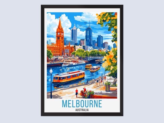 Melbourne Travel Poster Australia Print Wall Art Home Decor City Gift