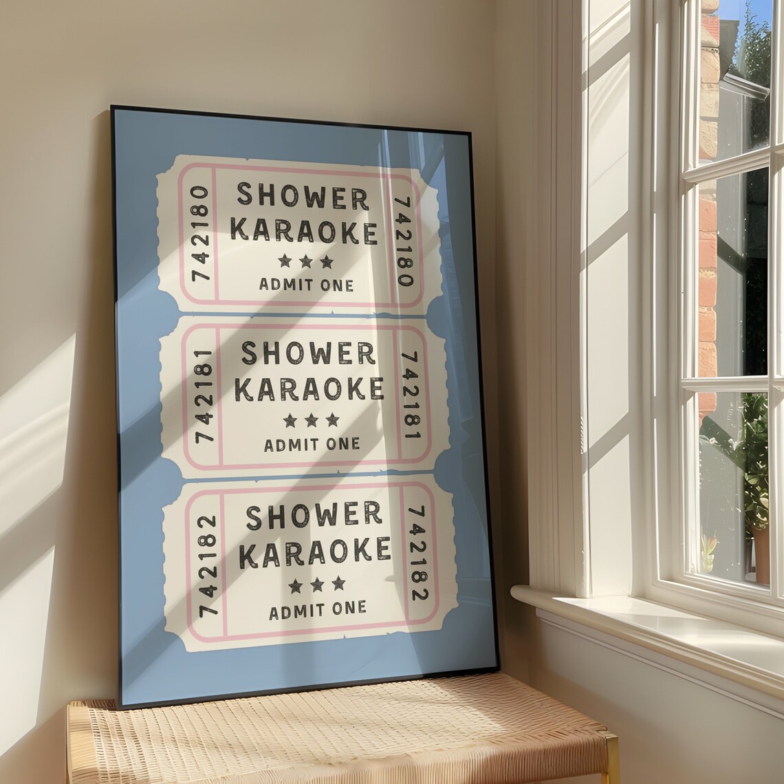 Shower Karaoke Ticket Retro Bathroom Quote Poster